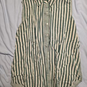 Jane and Delancey Green and White Striped Tank Top